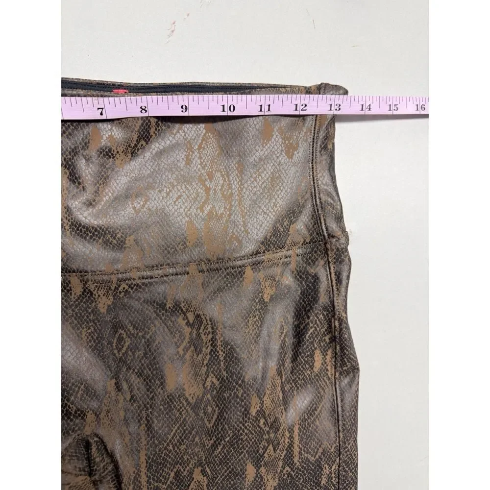Spanx Faux Leather Snakeskin Leggings. High Rise. Brown. Sz L